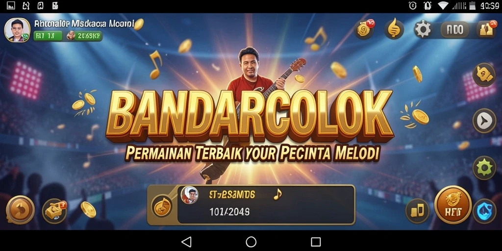 Screenshot dari gameplay BANDARCOLOK yang menampilkan aksi musik yang seru.