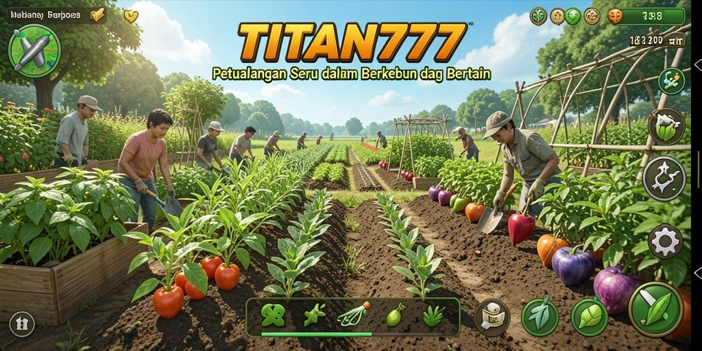 Screenshot TITAN777 menampilkan kegiatan bertani yang seru dan menyenangkan.